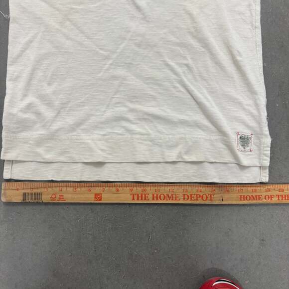 Y2K Cream Henley Long Sleeve Shirt Military Inspired Raw Stitch Small - Picture 6 of 6